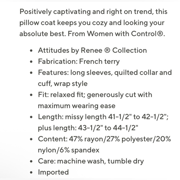 NWT Attitudes by Renee Cardigan Medium Large French Terry Belted Wrap - Picture 5 of 7